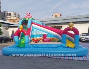 Tobogán inflable de piscina para niños Big Flamingo Lake con piscina grande