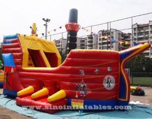 tobogán inflable de barco pirata para niños comerciales
