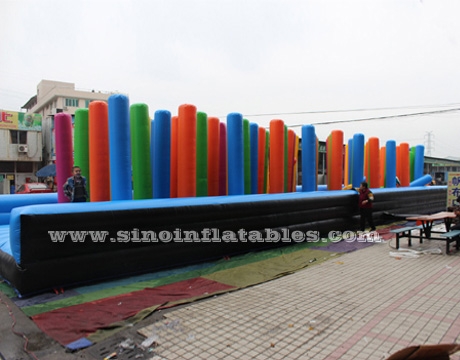 Colorful outdoor kids N adults pillar inflatable obstacle