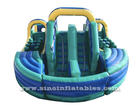 kids giant inflatable obstacle course with 2 big slides