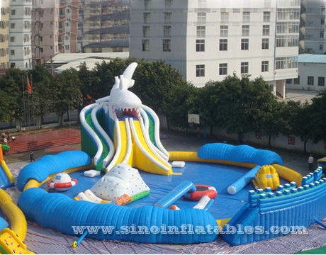 giant shark slide kids N adults inflatable water park