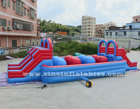 double lane adult wipeout inflatable assault course
