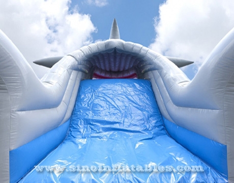 giant inflatable shark slide with mobile mouth