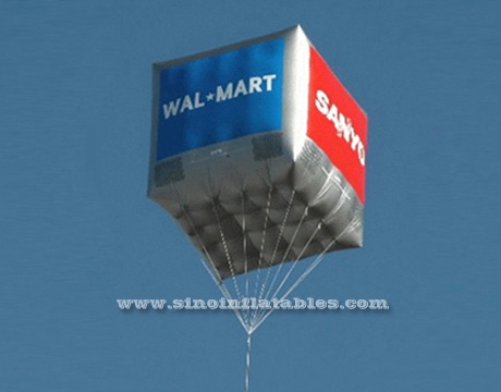 Flying advertising inflatable square cube helium balloon