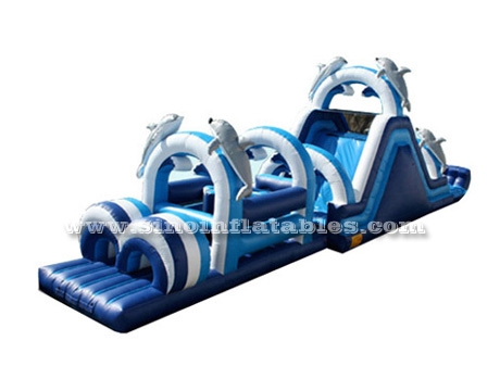 kids big dolphin inflatable obstacle course
