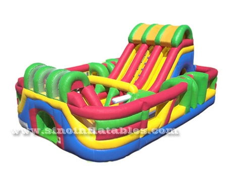 giant inflatable fun park with big slide