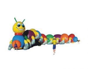 túnel de oruga inflable colorido para niños