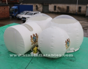 Carpa inflable de burbujas de techo transparente con cúpula blanca grande