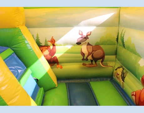 kids forest king inflatable bouncy castle with slide