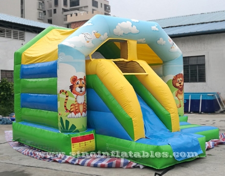 kids forest king inflatable bouncy castle with slide