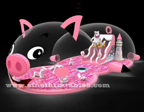 indoor giant pink pig inflatable theme fun park