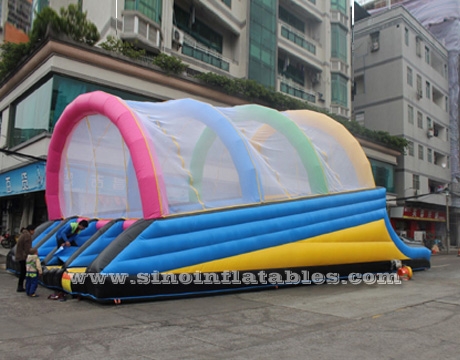 15 meters long big ramp adults inflatable obstacle course with slide
