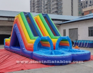  doble tobogán acuático inflable para niños de canal piscina