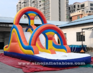 inflar tobogán acuático inflable con piscina